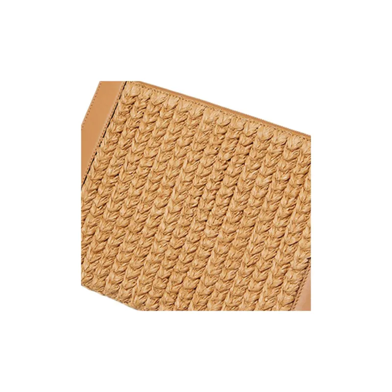 Valentino GARAVANI Leather Patchwork With Raffia Clutch Regular Women's Brown Natural-4