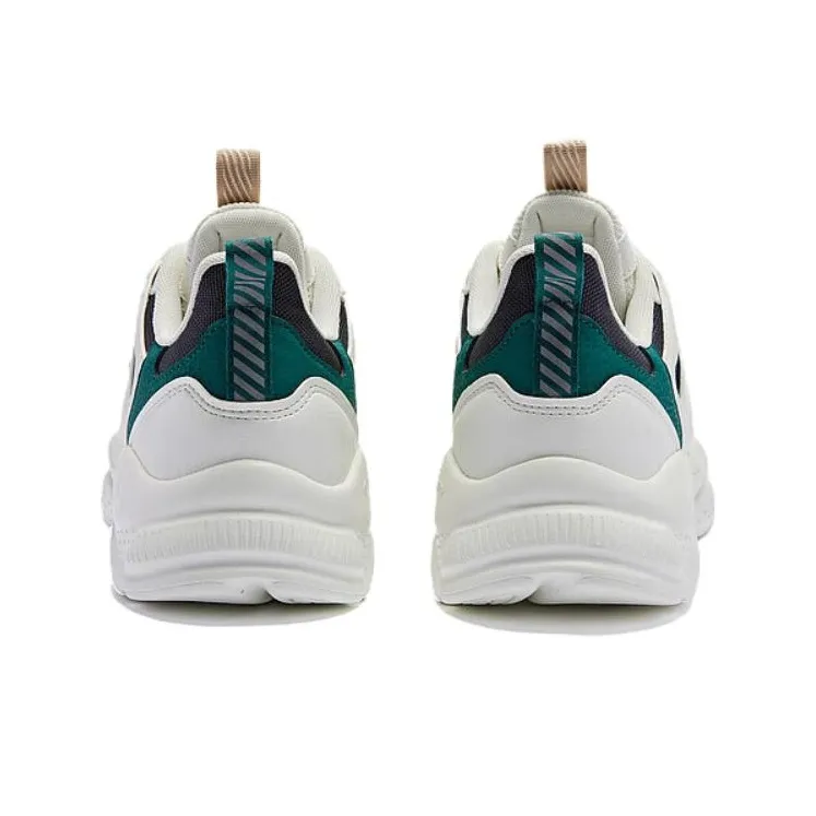 QIAODAN Cushioning Wear Resistant Low Top Casual Running Shoes Men's White Green-3