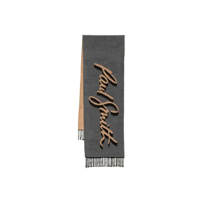 Paul Smith Knit Scarves Men's Gray/Khaki-0