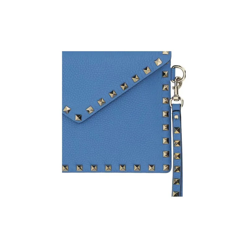 Valentino Grained Calfskin Envelope Bag Portable Clutch Regular Women's Blue-2