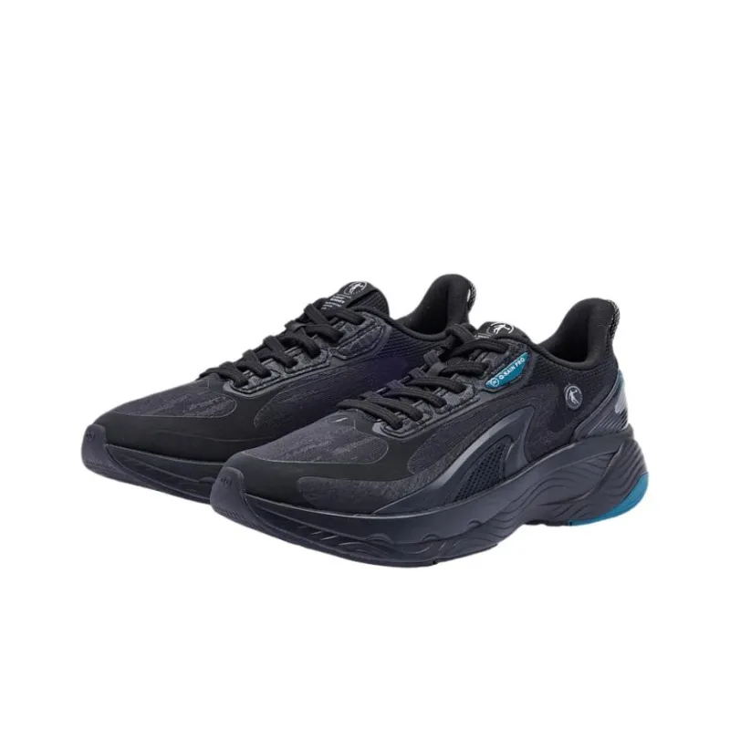 QIAODAN Streamer 4.0 Cushioning Low Top Running Shoes Men's Black Cyan-2