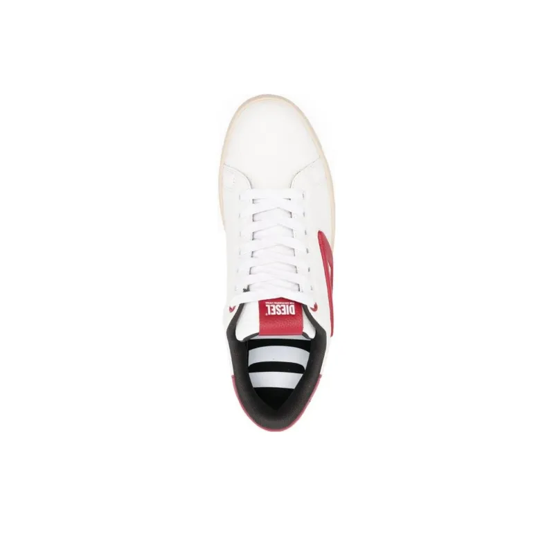 DIESEL S Athene Low Top Skateboard Shoes Men's Red White-3