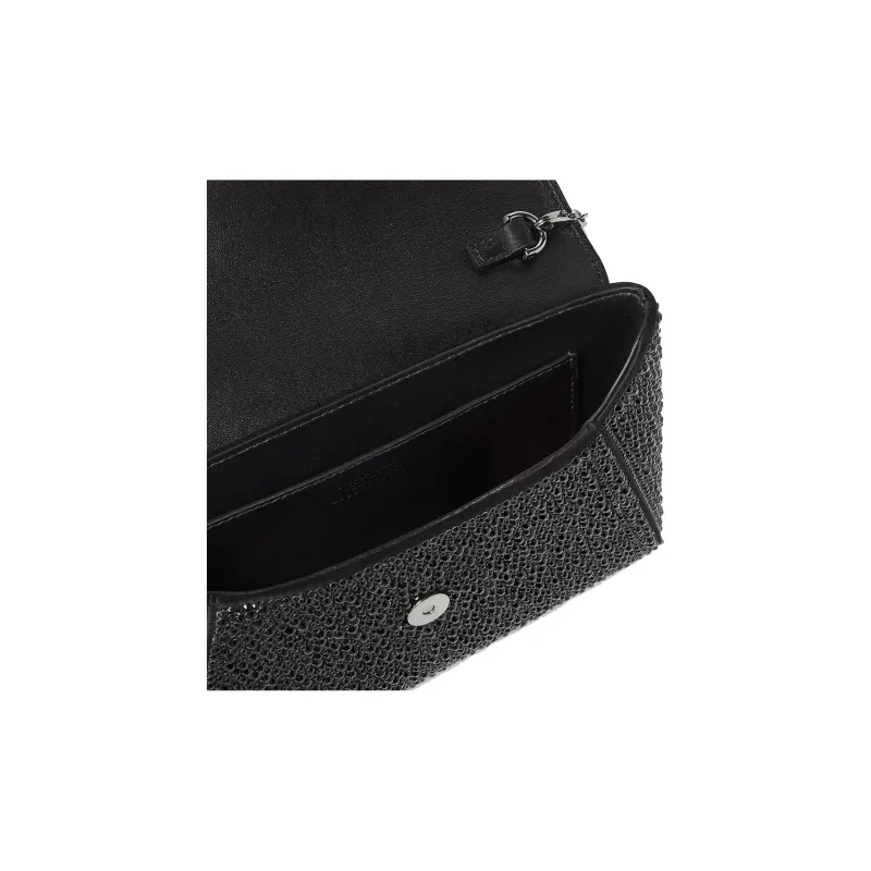 VERSACE La Medusa Leather One Shoulder Crossbody Clutches Women's Black-3