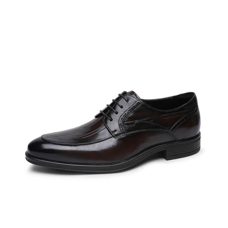 GOLDLION Dress Shoes Men Low Top Black/Brown-6
