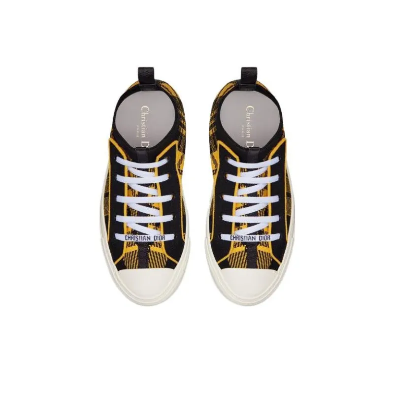 DIOR Walk'n'Dior Platform Shoes High-Top Stylish Skateboarding Shoes Women's Yellow Black-4