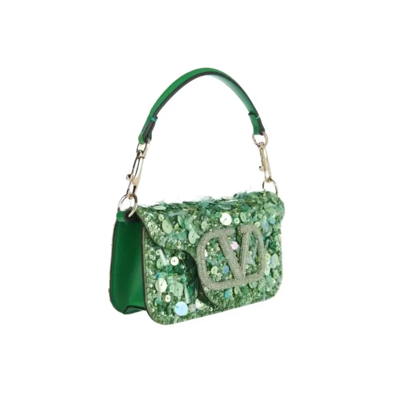 Valentino Silk Crossbody One Shoulder Handbags Women's Light Green-1