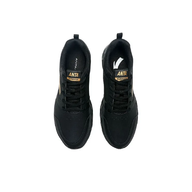 Anta Running Collection Anti-Slip Wear-Resistant Low-Top Running Shoes Men's Black Gold-3