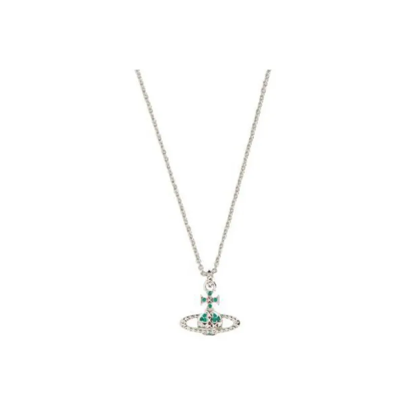 Vivienne Westwood Brass Necklaces Women's Green Diamond/Silver-0