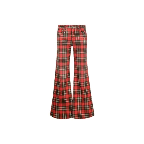 R13 Plaid-check Low-rise Flared Jeans