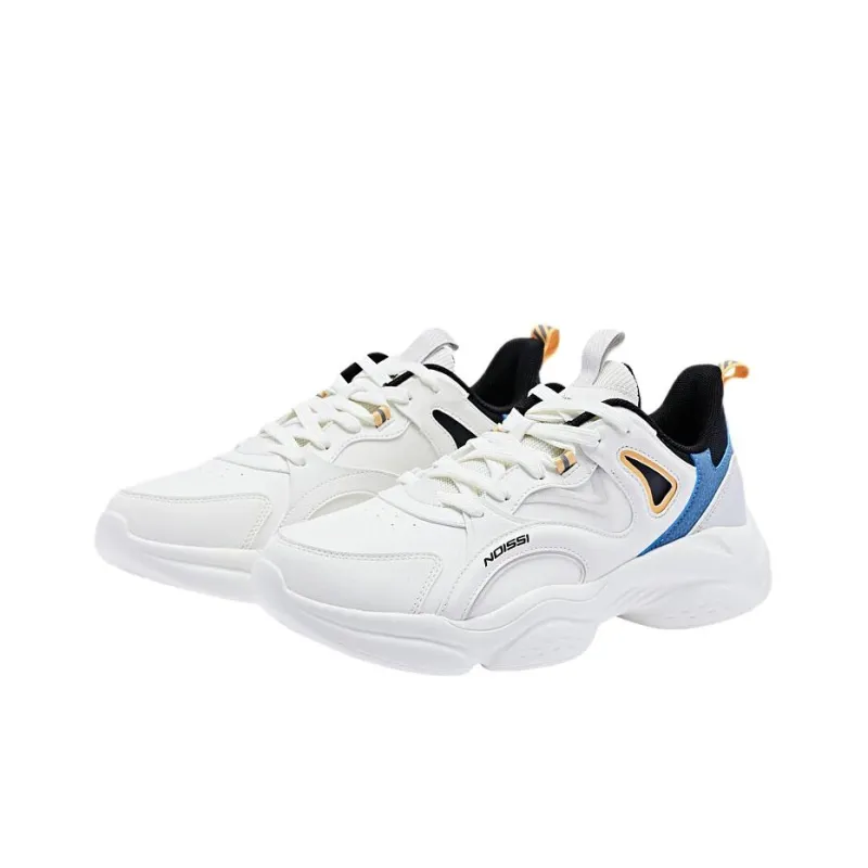 QIAODAN Cushioned Slip Resistant Low Top Sprint Long Distance Running Training Running Shoes Men's White Blue-2