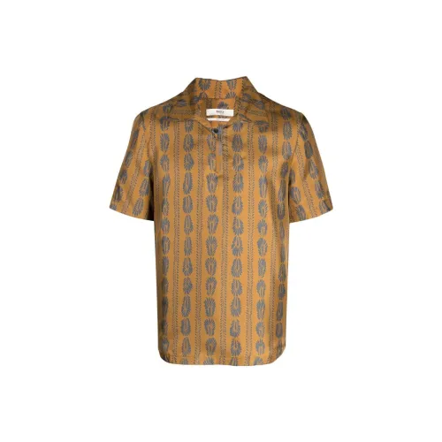 BALLY Feather-pattern Short-sleeved Silk Shirt