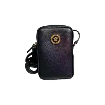 VERSACE Leather Shoulder Bag Crossbody Bag Regular Men's Black