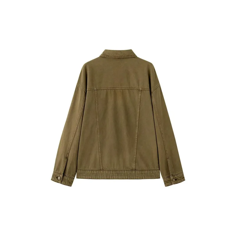 Luqingyi Denim Jackets Women's Vintage Brown-1
