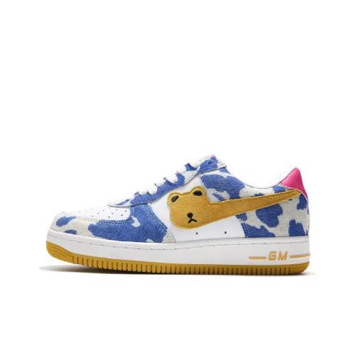 GOLD MEMBER BEAR Skateboard Shoes Unisex Low-Top Blue/White