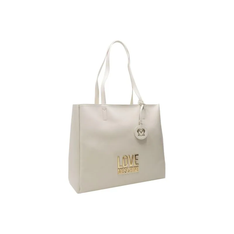 LOVE MOSCHINO Polyurethane Tote Bag Shopping Bag Shoulder Bag Handbag Women's White-2