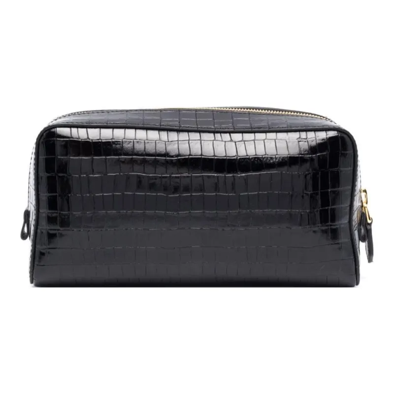 TOM FORD Crocodile-Embossed Calfskin Clutch Makeup Bag Men's Black-1