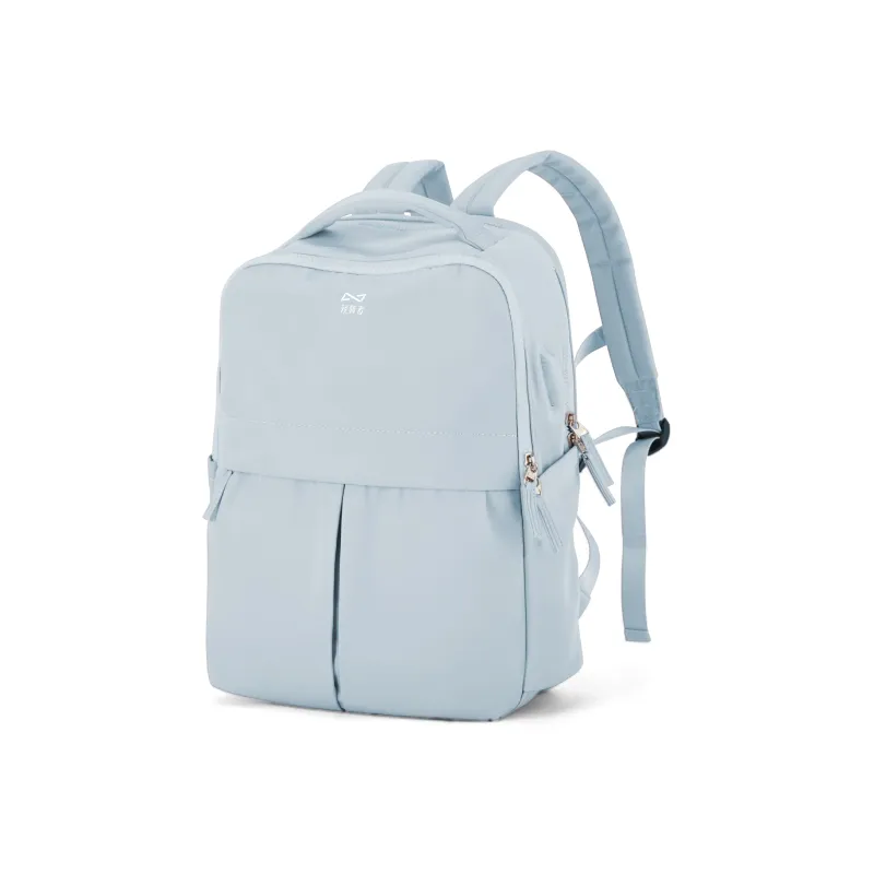 QING QI ZHE Fabric Laptop Bag Travel Bag Backpack Unisex Black/Gray/Blue/Green/Ecru/Purple-16