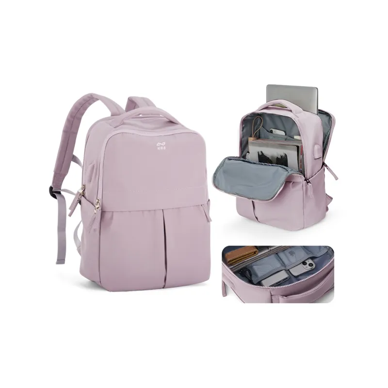 QING QI ZHE Fabric Laptop Bag Travel Bag Backpack Unisex Black/Gray/Blue/Green/Ecru/Purple-36