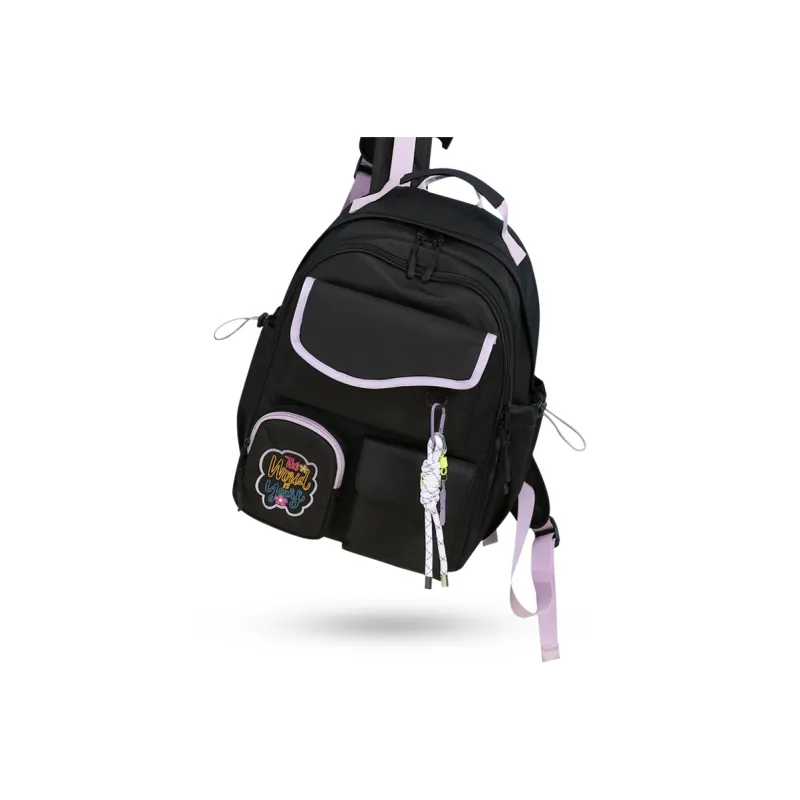 V.NINE Fabric 15-Inch Backpack For Girls Back To School Large Size Women's Creamy/Black Night Purple-3