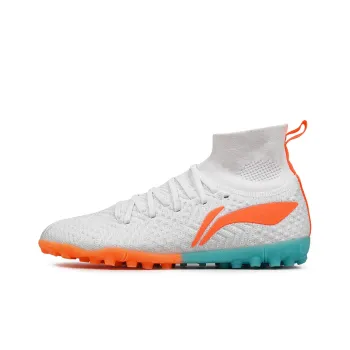 LINING Soccer Shoes Unisex High Top White/Orange