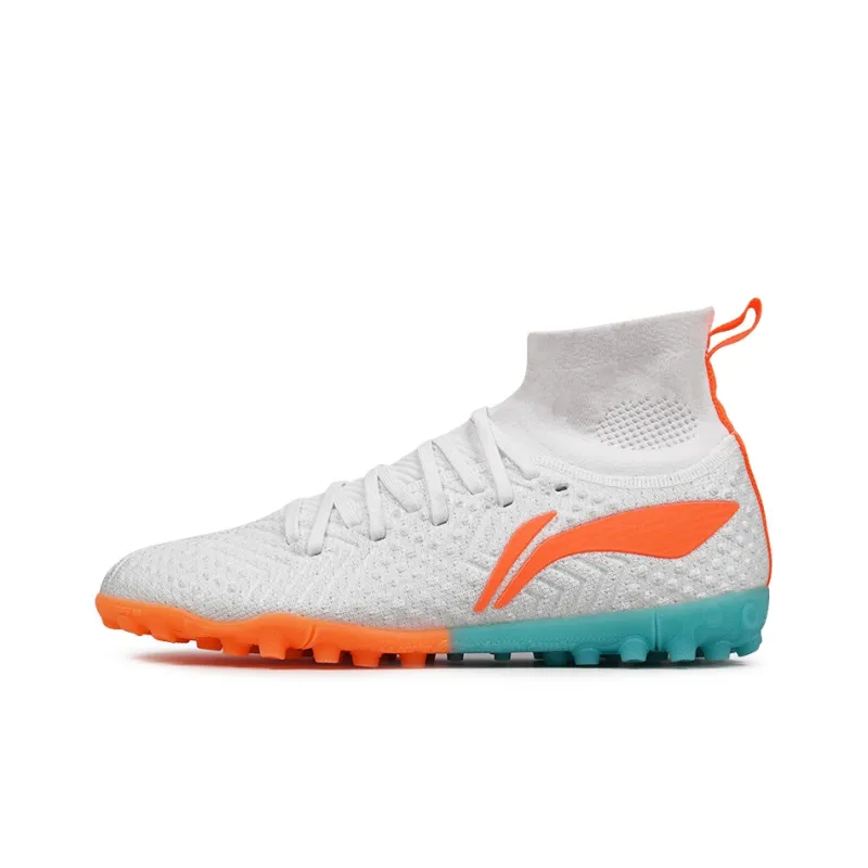 LINING Soccer Shoes Unisex High Top White/Orange-0