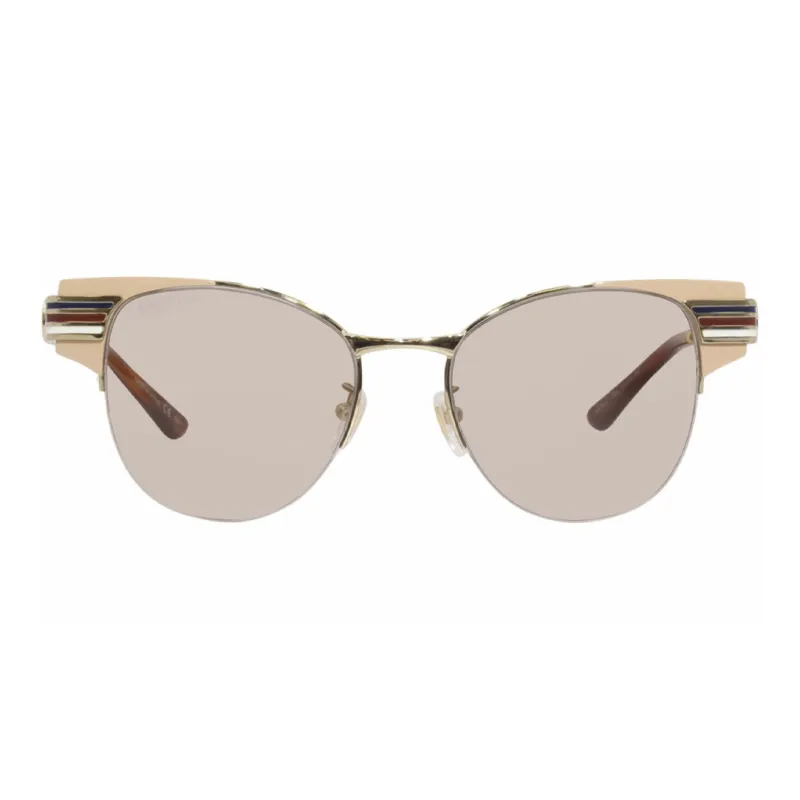 GUCCI Acetate Metal Irregular Shape Sunglasses Women's Gold-1