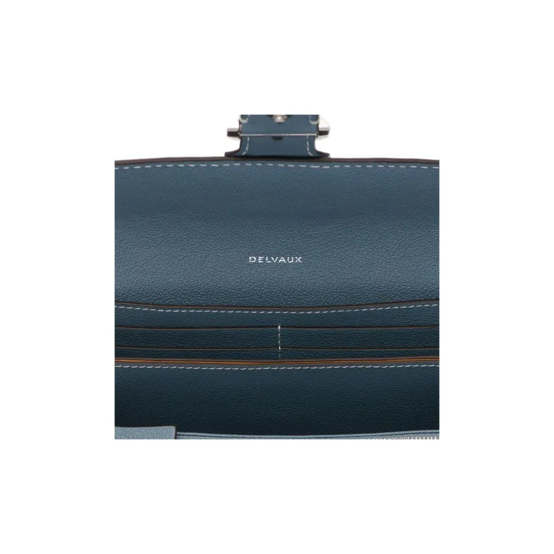 Delvau Brillant Textured Calfskin Wallets Shoulder Bag Crossbody Bag Regular Women's Blue-4