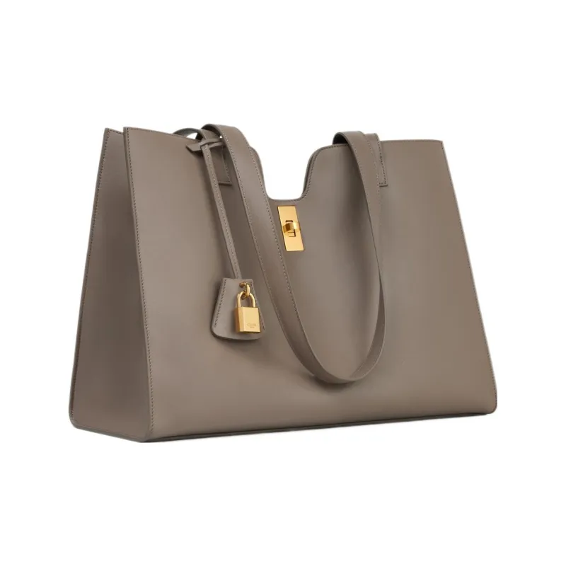 CELINE Cabas Smooth Cow Leather Tote Bag Shopping Bag Shoulder Bag Handbag Regular Women's Smoky Taupe-2