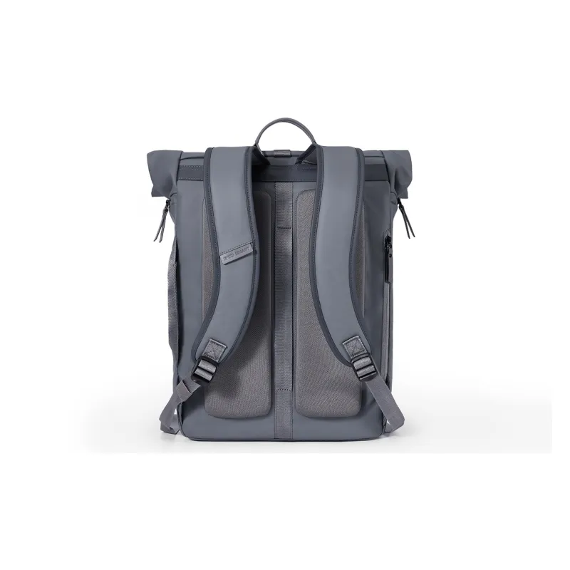 NAYO SMART PU With Nylon Backpack Medium Size Unisex Gray/Brown-4