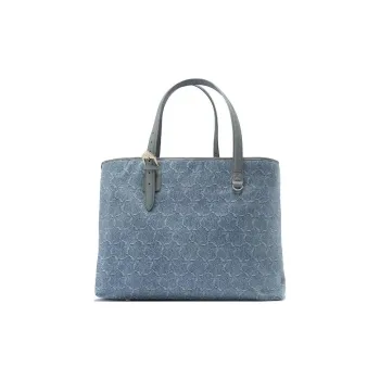 LI NING 1990 Textile, Leather Tote Bag, Shopping Bag, Handbag Regular Unisex Denim Gray Blue