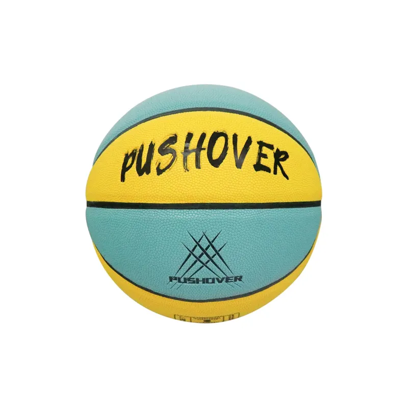 PUSHOVER PU Basketball Cyan Yellow Size 7 Training Unisex-6