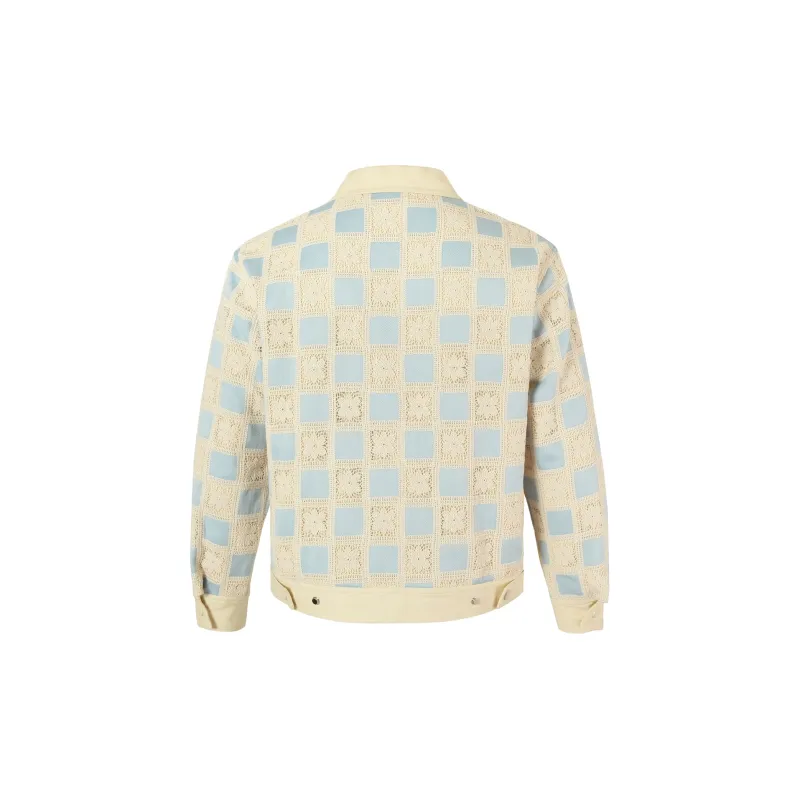 YADcrew Jackets Unisex Beige Blue-1