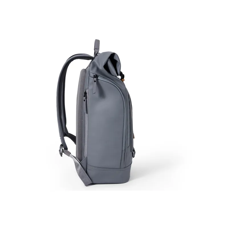 NAYO SMART PU With Nylon Backpack Medium Size Unisex Gray/Brown-2