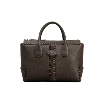 TOD'S DI Grained Leather Tote Bag Shopping Bag Handbag Small Size Women's Brown