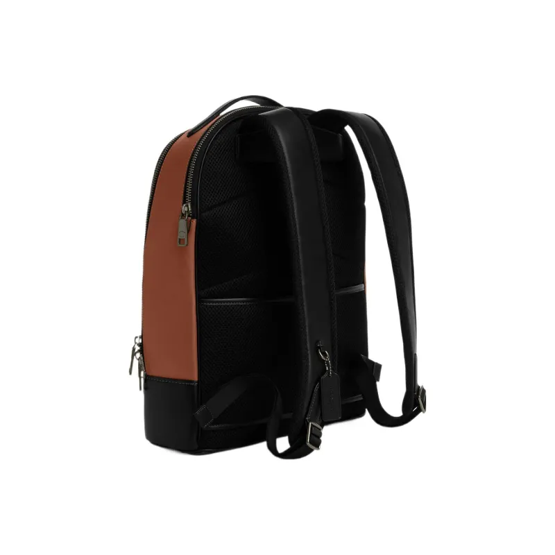 COACH Smooth Calf Leather Backpack Tubas Men's Brown-1