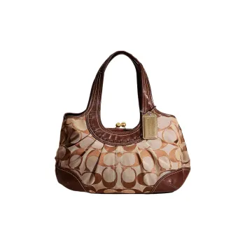 COACH Ergo Canvas With Leather Canvas Bag Handbag Shoulder Bag Crossbody Bag Large Size Women's Chocolate Khaki