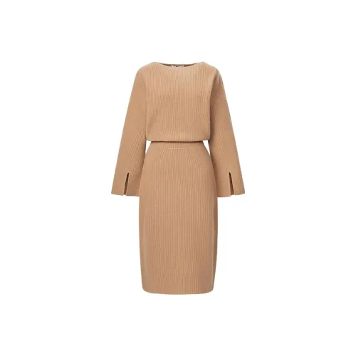 UNIQLO X Clare Waight Keller Co-branded Collection Long-Sleeved Dresses Women's Dark Beige