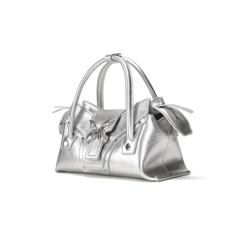 Omentar Cow Leather One Shoulder Handbags Small Size Women's Silver/Black/White-1