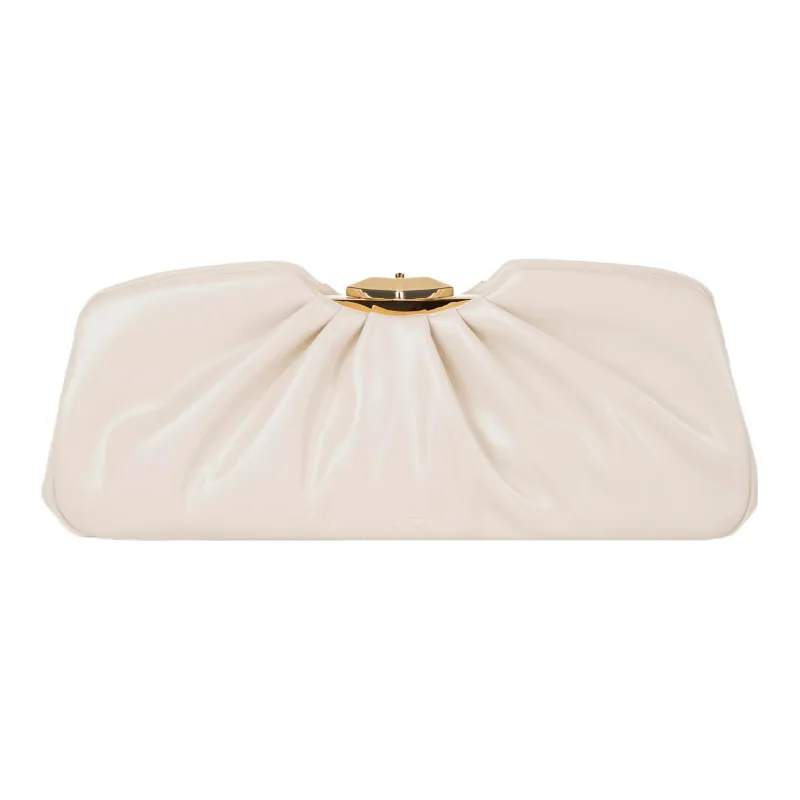 Elisabetta Franchi Synthetic Leather Clutch Large Size Women's Oat-2