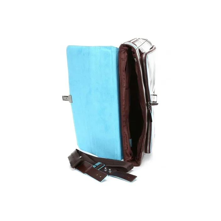 PIQUADRO Leather Briefcase Shoulder Bag Crossbody Bag Handbag Regular Unisex Brown-5