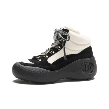 CHANEL High Top Casual Shoes Women's Ivory White And Black