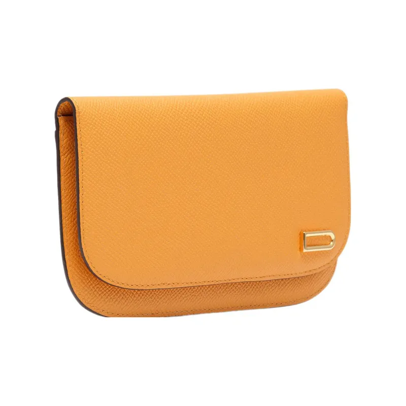 Delvau Grain Calfskin Wallet Regular Women's Yellow-1