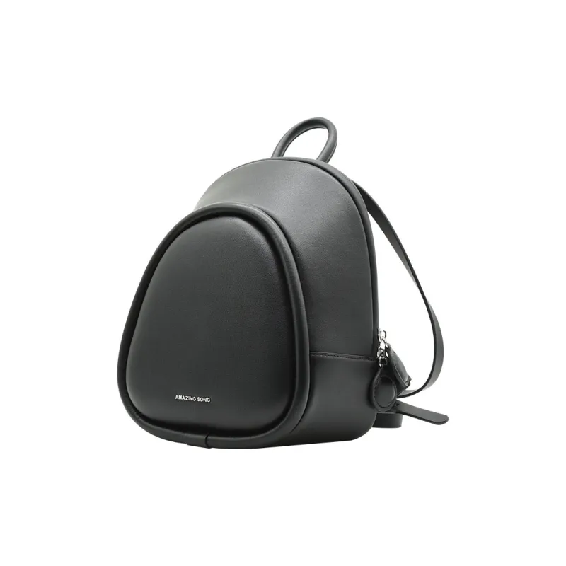 AMAZING SONG Cow Leather Backpack Regular Women's Macadamia/Elegant Black/Cream White-1