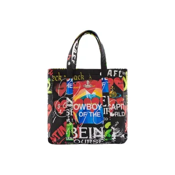 Vivienne Westwood MURRAY Recycled Polyester Tote Bag, Shopping Bag, Handbag Regular Unisex Black/Multicolor