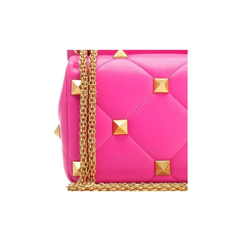 Valentino Roman Stud Lambskin Portable Crossbody Bag Shoulder Bag Women's Rose Pink-4