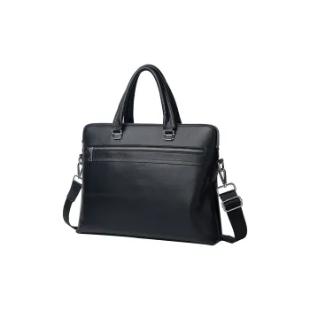 Slazenger Genuine Leather Portable One Shoulder Crossbody Briefcases Regular Men's Black