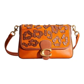 COACH Tabby Leather With Suede Messenger Bag, Crossbody Bag, Shoulder Bag Large Size Women's Brass