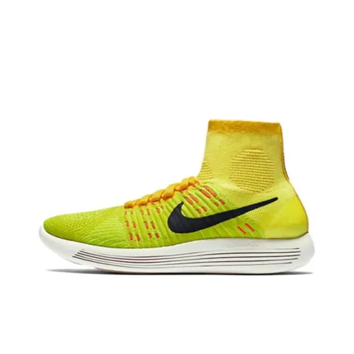 Nike LunarEpic Flyknit Running Shoes Women's High-Top Yellow/White