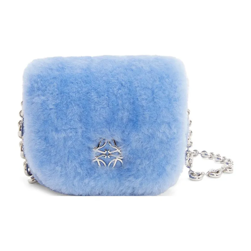LOEWE Shearling Shoulder Bag Crossbody Bag Mini Women's Green Purple Blue-0