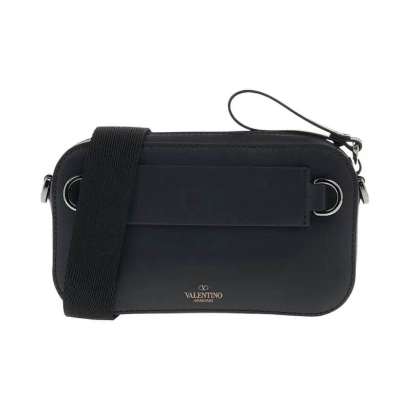 Valentino Leather Clutches Shoulder Bags Men's Black-4